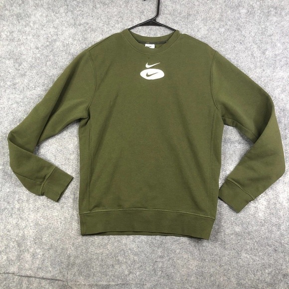 Nike Sportswear League Fleece Crew Sweatshirt Rough Green DM5460-326 Men Small - Picture 1 of 9